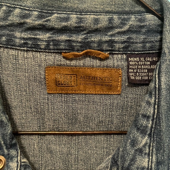 Faded glory vintage denim snap button long sleeve - Picture 5 of 8